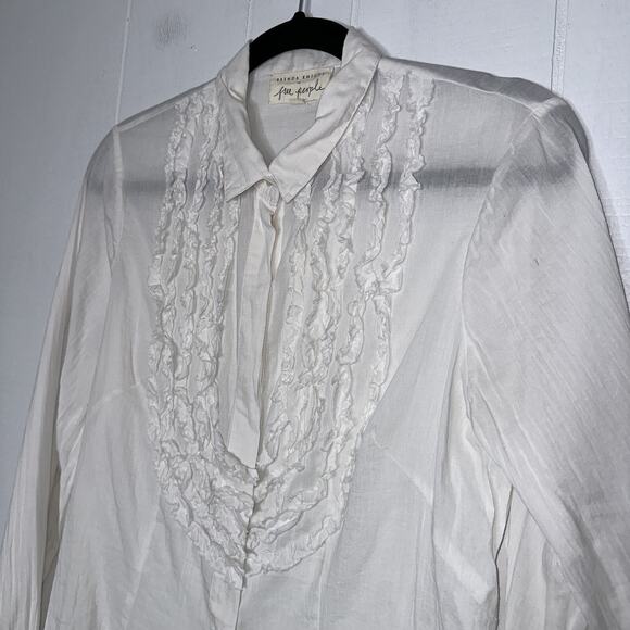Free People Brenda Knight Women’s Cotton Boho Romantic Top Long Sleeve White XS - Picture 3 of 6